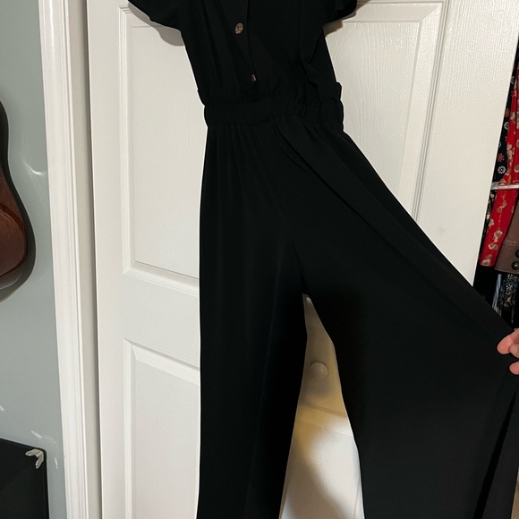 Monteau Pants - Monteau Black Jumpsuit with Button Accents